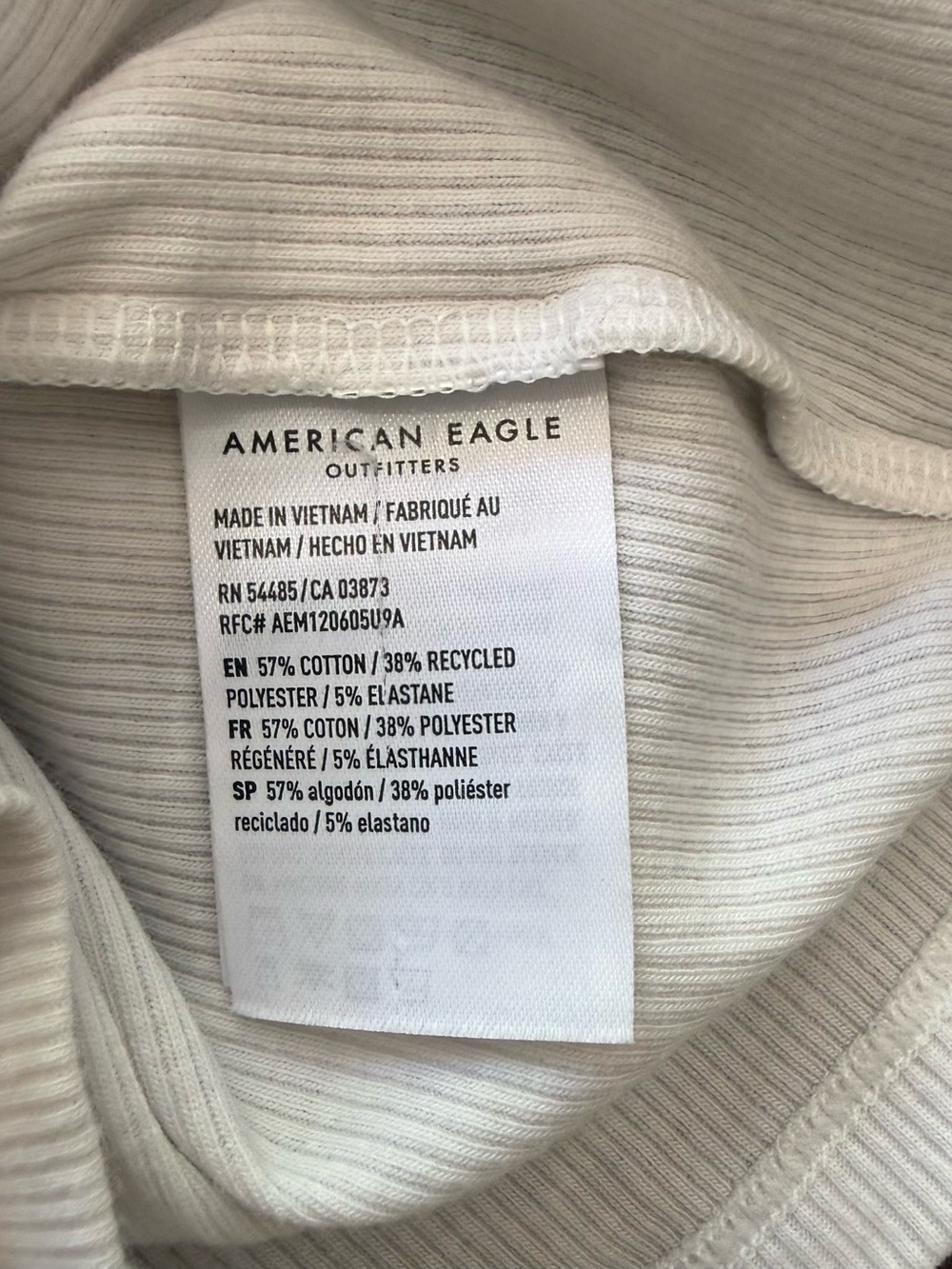 American Eagle Outfitters off white Ribbed Short Sleeve Tee Blue medium - Picture 5 of 8